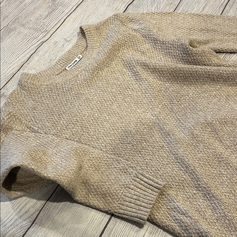 Pink Clover Beige Crew Neck Sweater - Picture 6 of 6